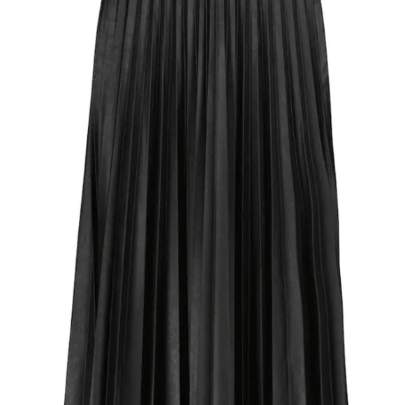 Black Pleated Leather Midi Skirt - Picture 2 of 2